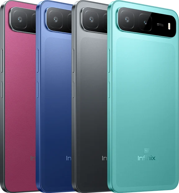 Infinix Hot 60i 5G, in all four colours, from the back
