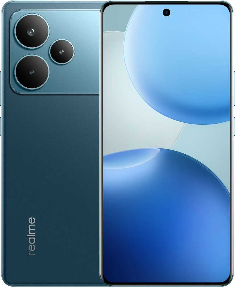 realme P4 Pro 5G, in Midnight Ivy, front and back