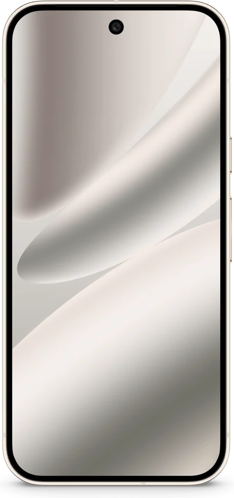 Google Pixel 10 Pro, in Porcelain, from the front