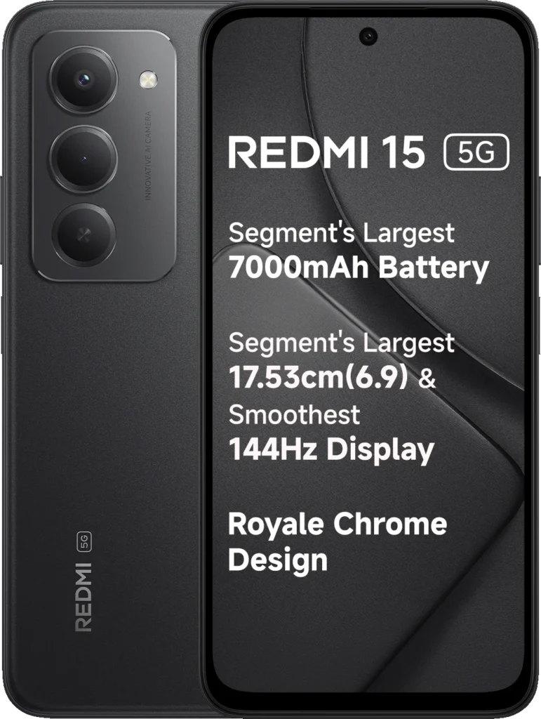 Redmi 15 5G in Midnight Black