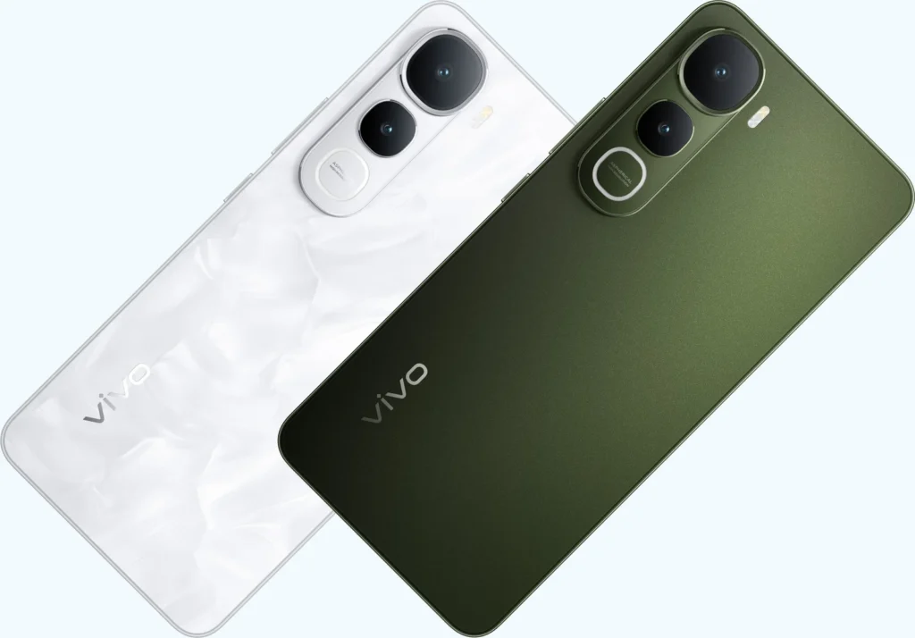 Vivo Y400 5G, both colours at an angle, from the back