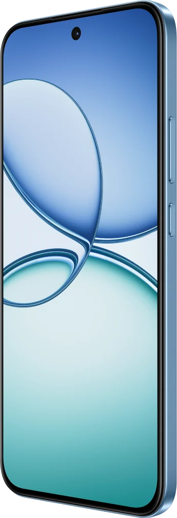 realme 15T 5G, in Silk Blue, front at an angle