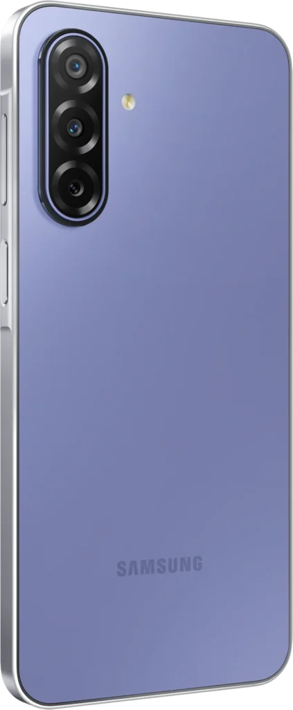 Samsung Galaxy F17 5G, in Violet Pop, at an angle