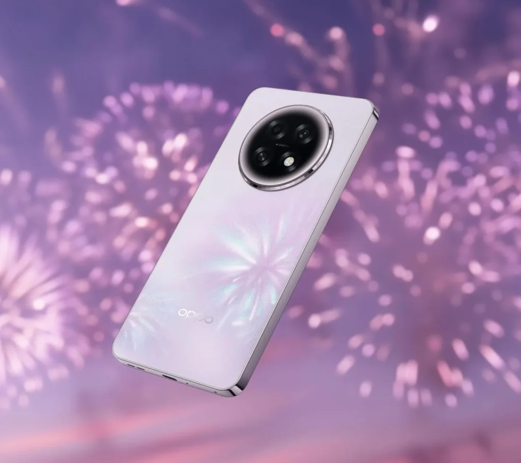 OPPO F31 Pro+ 5G, in Festival Pink, with fireworks