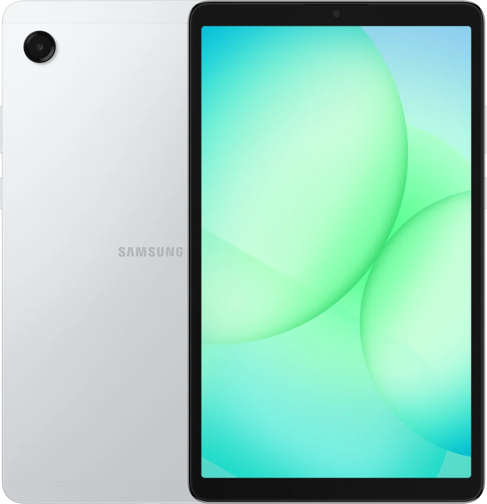 Samsung Galaxy Tab A11, in Silver, front and back