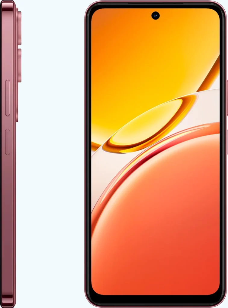 Vivo Y31 5G, in Rose Red, side and front
