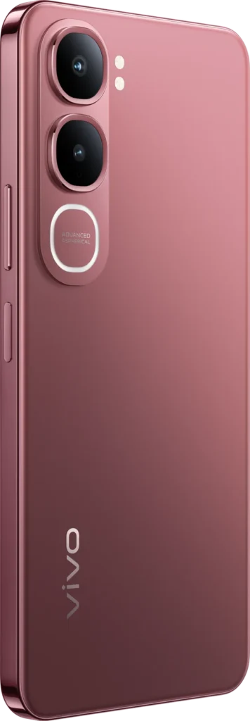 Vivo Y31 5G, in Rose Red, from the back