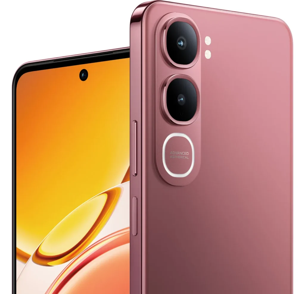 Vivo Y31 5G, in Rose Red, back and front together
