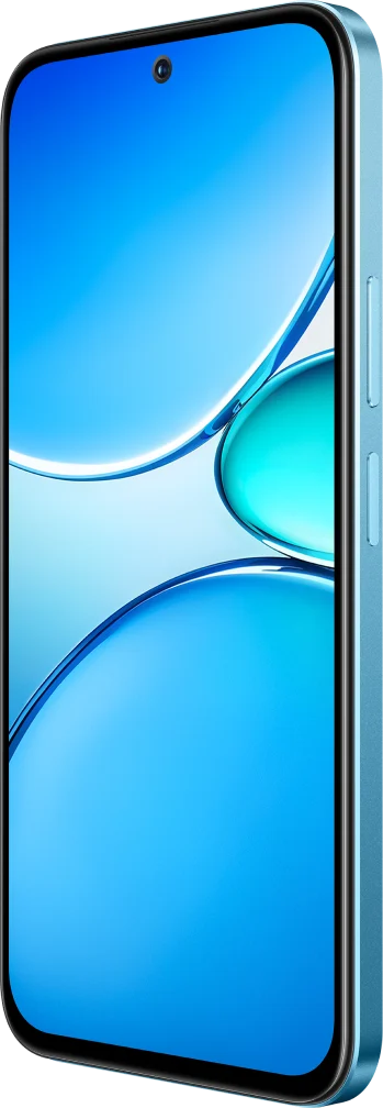 realme 15x 5G, in Aqua Blue, front at an angle