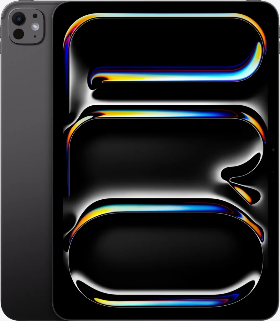 Apple iPad Pro 11″ (M5), in Space Black, from the front