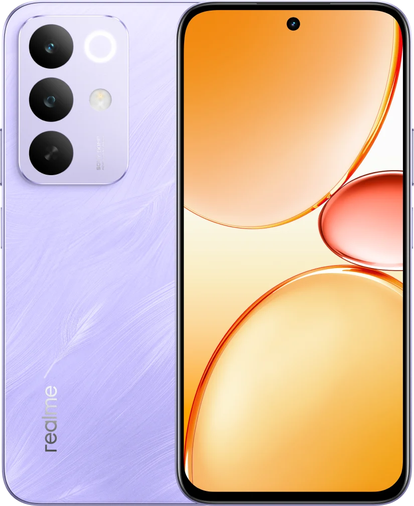 realme C85 5G, in Parrot Purple, front and back