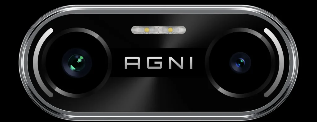 Lava Agni 4, camera bar close up, on black