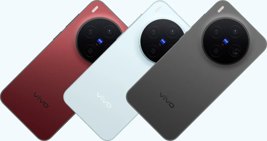 vivo X300, all three colours at an angle, from the back