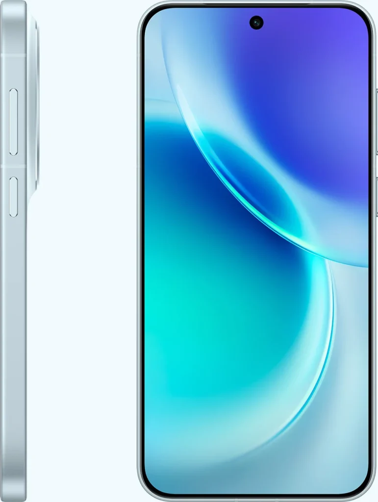 vivo X300, in Mist Blue, side and front