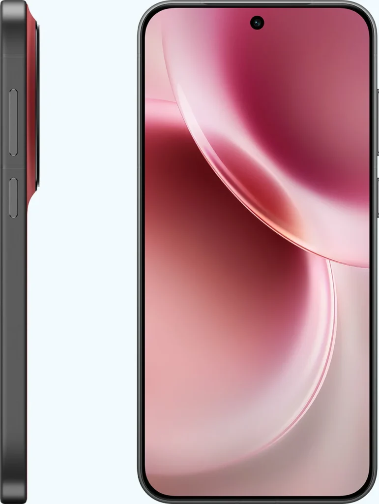 vivo X300, in Summit Red, side and front