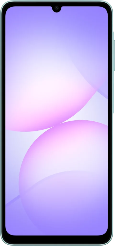 Samsung Galaxy A07 5G, front view in Light Green