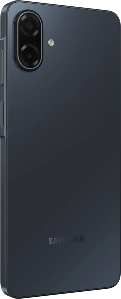 Samsung Galaxy A07 5G, in Black, at an angle