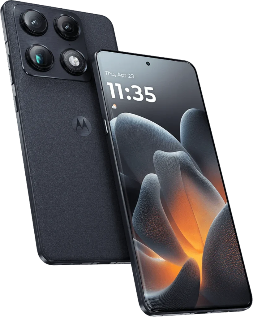 Motorola Signature, in Pantone Carbon, front and rear view