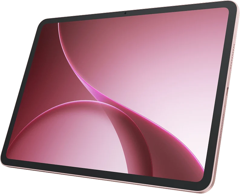 OPPO Pad 5, in Aurora Pink, from the front at an angle