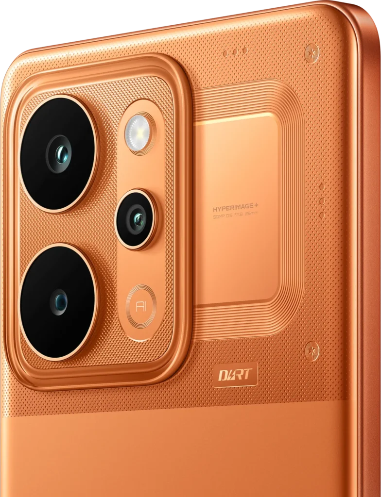 realme P4 Power 5G, camera close-up in Trans Orange
