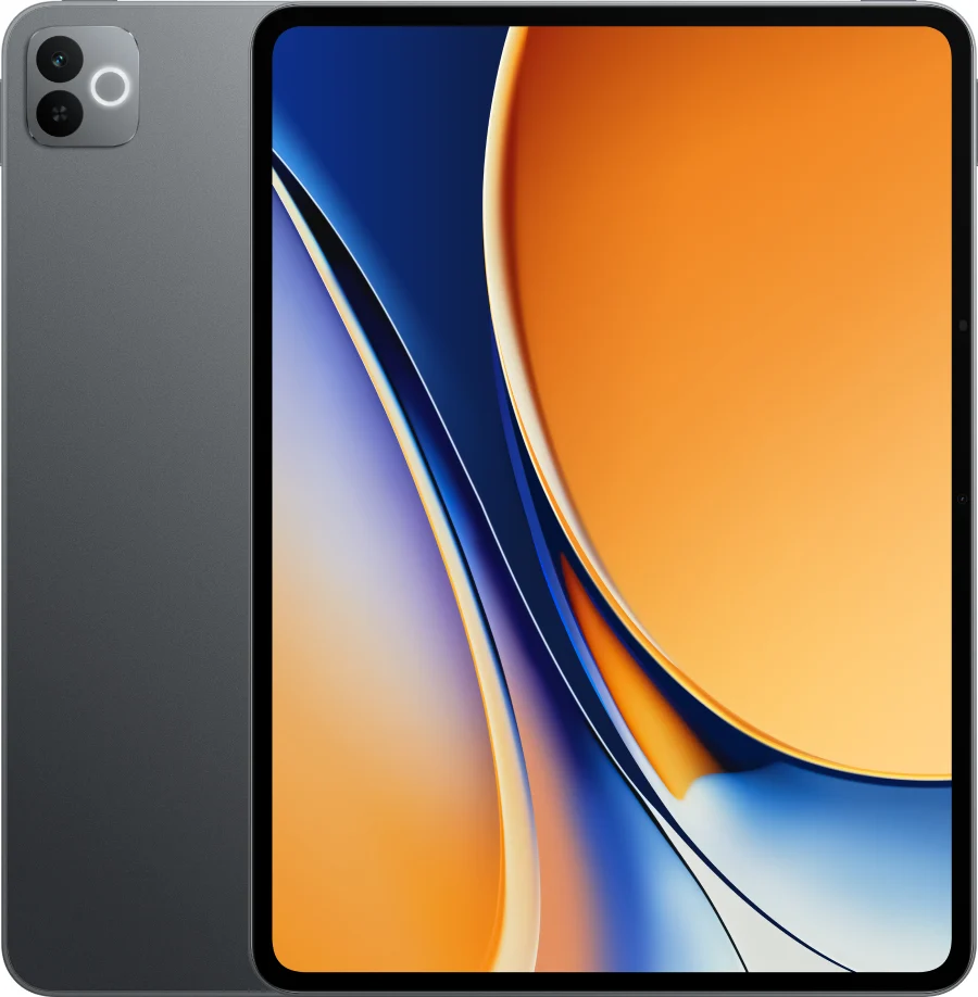 realme Pad 3, in Space Grey, front and back