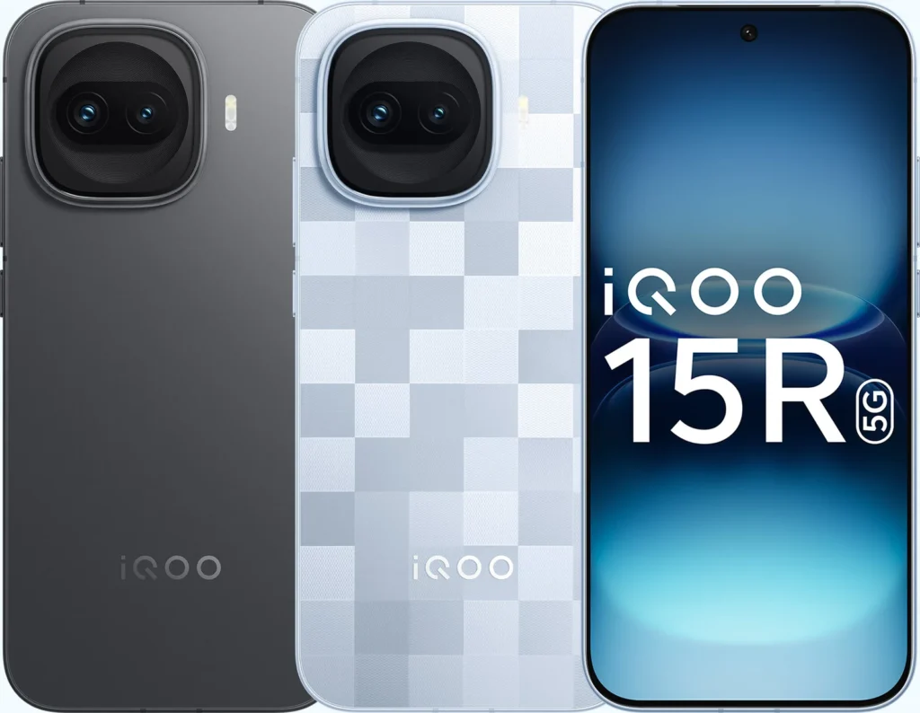 iQOO 15R, in Dark Knight, rear panel perspective view