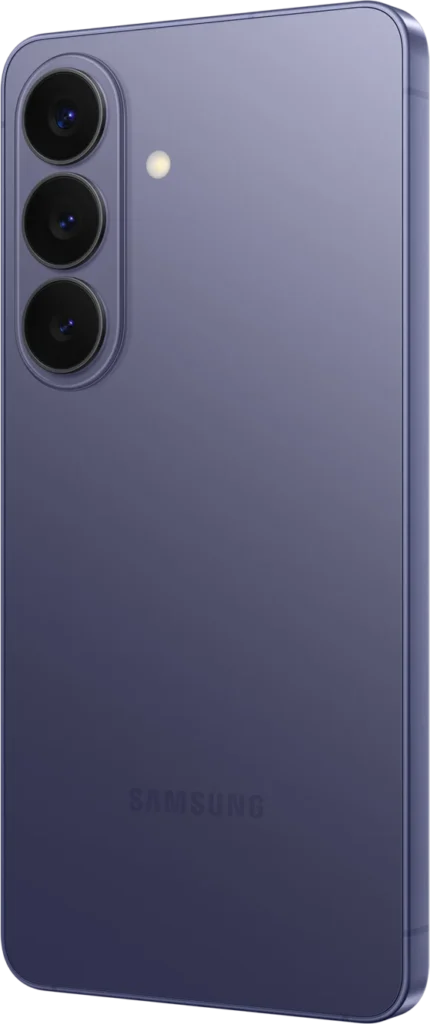 Samsung Galaxy S26, in Cobalt Violet, rear angle