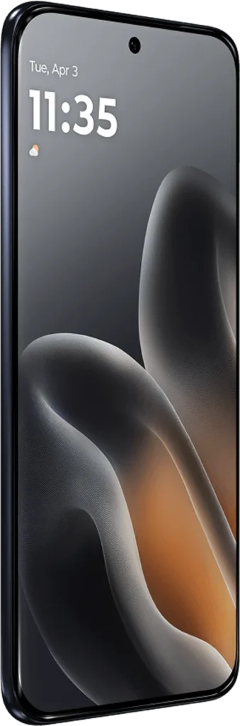 Motorola Edge 70 Fusion, in Pantone Silhouette, angled view showing slim 7.99mm frame