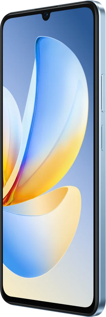 realme P4 Lite, in Sea Blue, front at an angle
