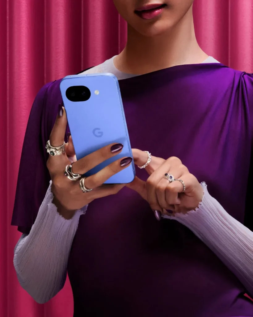 Google Pixel 10a, in Lavender, held in hand