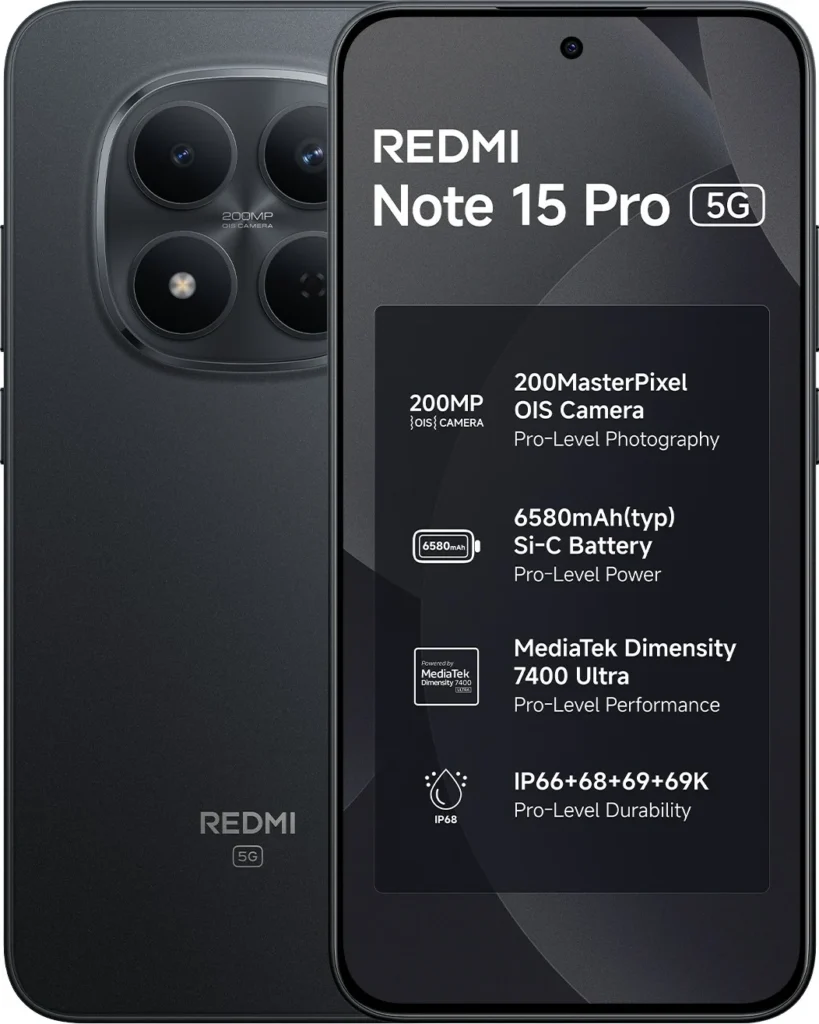 Xiaomi Redmi Note 15 Pro 5G, Front display and symmetrical slim bezels