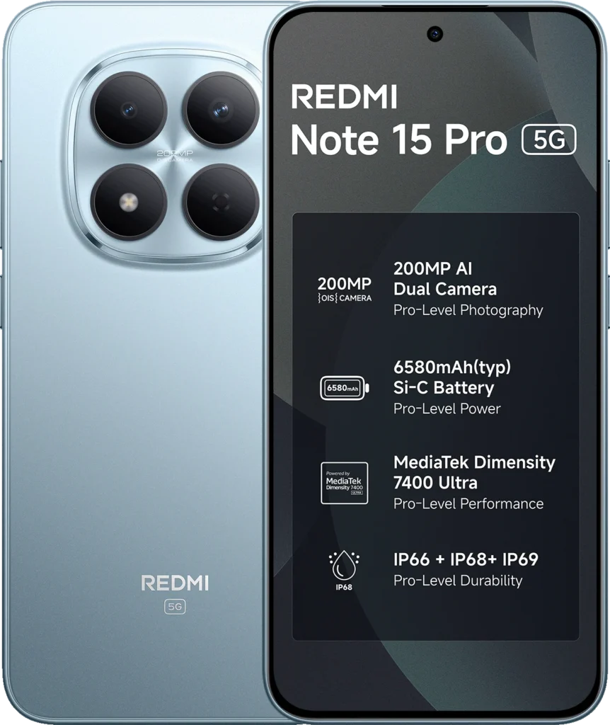 Redmi Note 15 Pro 5G in Mirage Blue