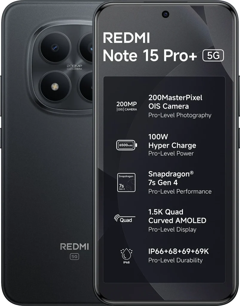 Xiaomi Redmi Note 15 Pro+ 5G, Front display and symmetrical slim bezels