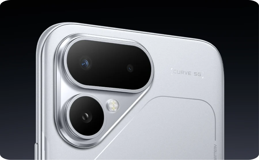 TECNO POVA CURVE 2 5G, in Melting Silver, camera close up