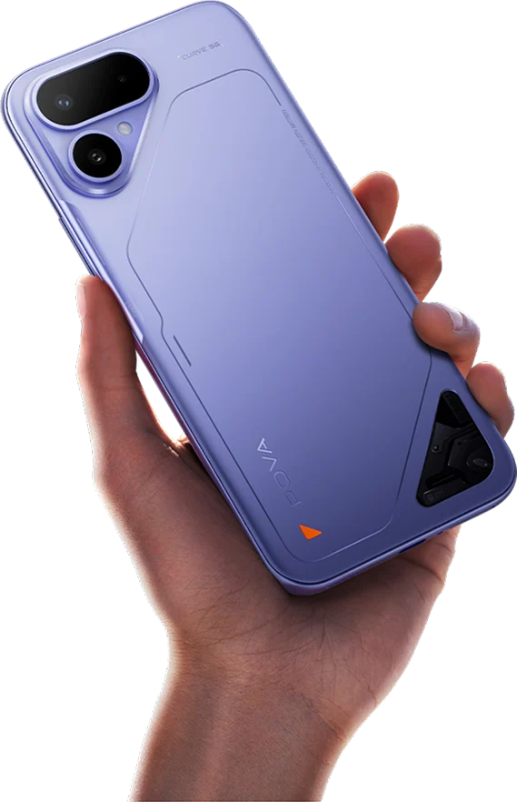 TECNO POVA CURVE 2 5G, in Mystic Purple, held in hand