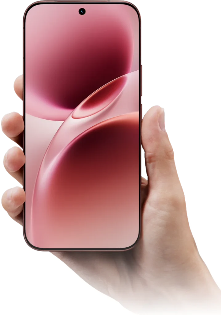 Vivo V70, in Passion Red, held in one hand
