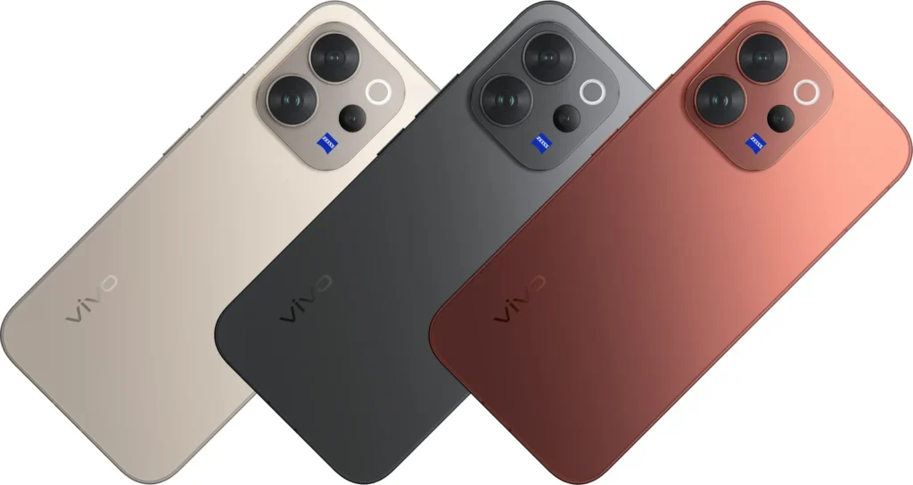 Vivo V70 Elite, angled studio view of the slim 7.4mm chassis