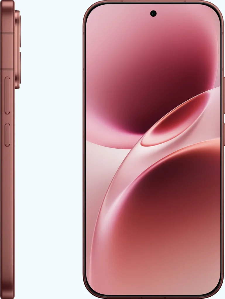 Vivo V70 Elite, in Passion Red, side and front
