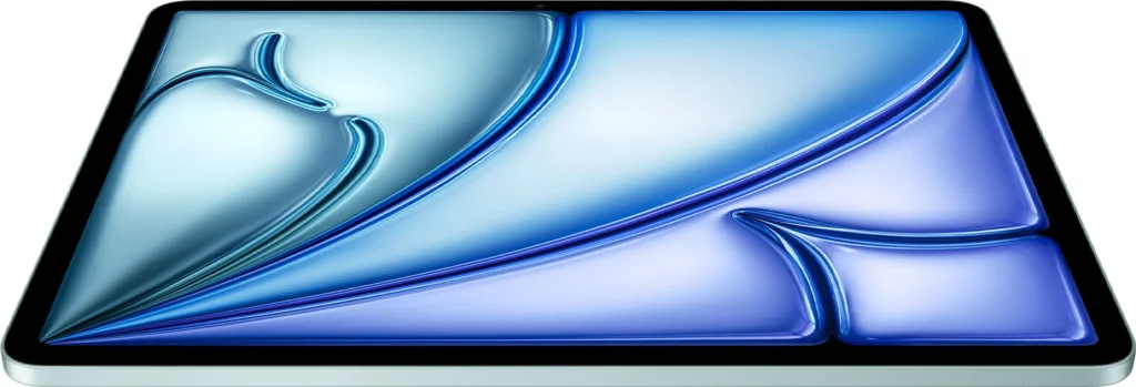 Apple iPad Air 11″ (M4), in Blue, front at an angle