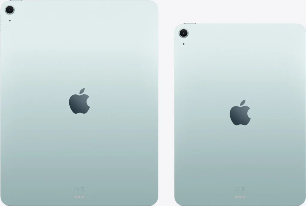Apple iPad Air 11″ (M4), 11-inch and 13-inch models in Blue from the back