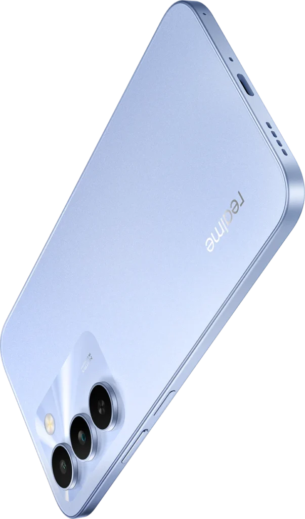 realme C83 5G, in Blooming Purple, back at an angle