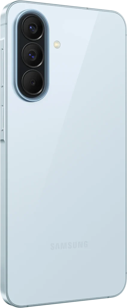 Samsung Galaxy A57 5G, in Awesome Icyblue, at an angle