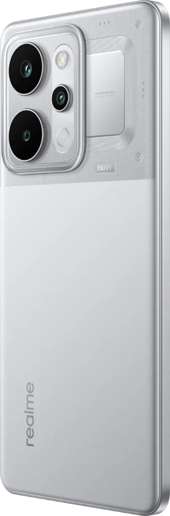 realme NARZO Power 5G, in Trans Silver, back at an angle