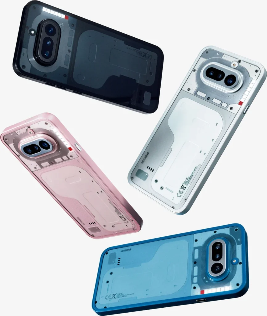 Nothing Phone (4a), in Black, White, Pink and Blue