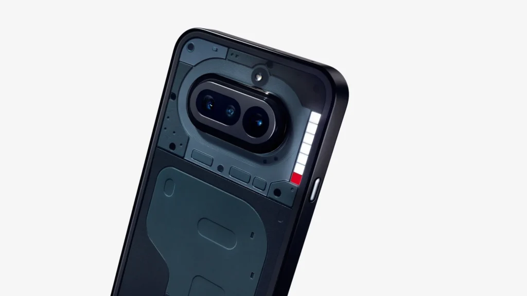 Nothing Phone (4a), in Black, at an angle
