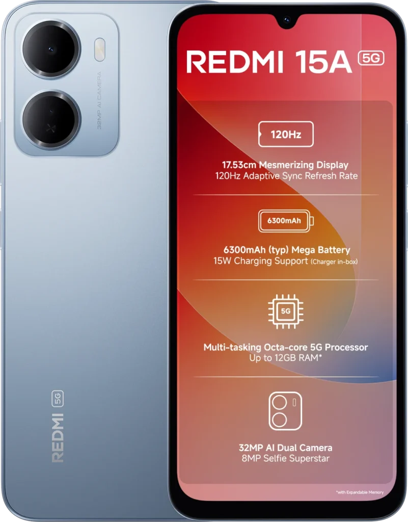 Redmi 15A 5G in Awesome Blue