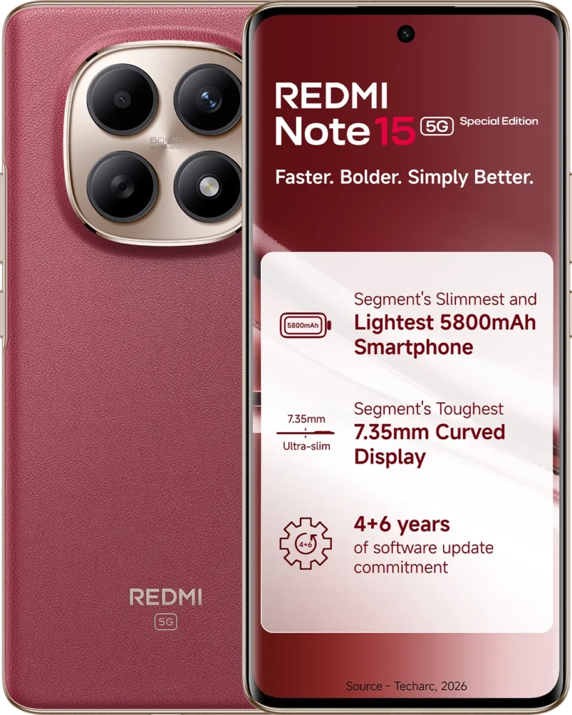 Xiaomi Redmi Note 15 SE 5G, Front display and symmetrical slim bezels