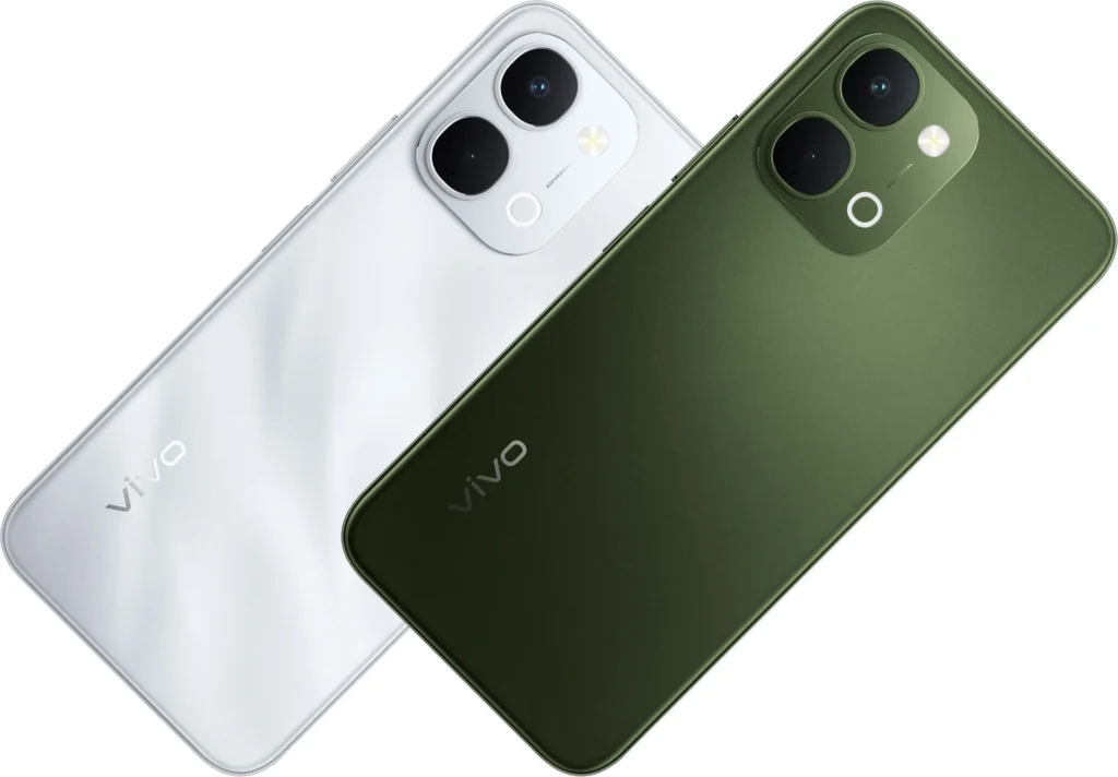 Vivo T5x 5G, angled studio view showing the frame and camera island