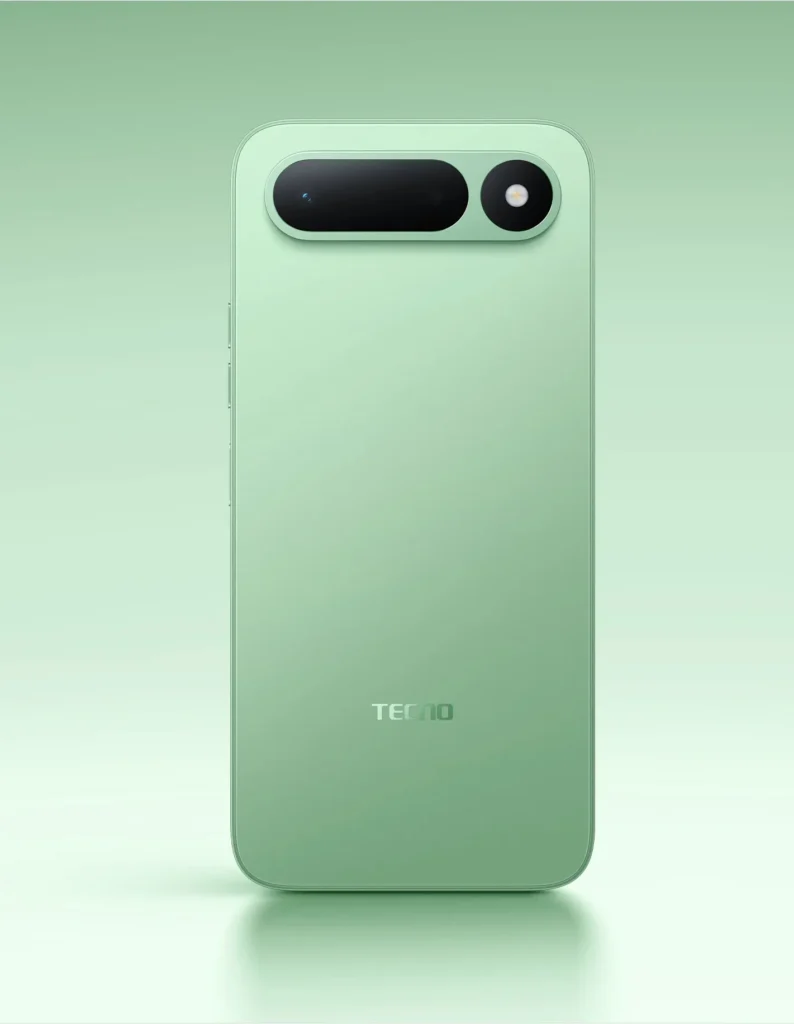 TECNO SPARK 50 5G, in Mint Green, from the back