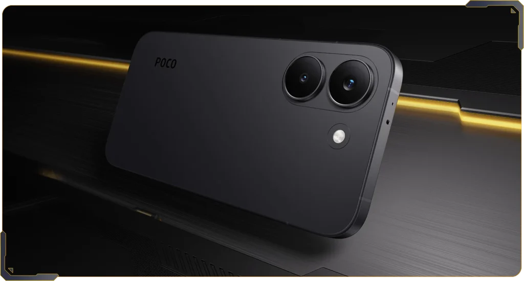 Poco X8 Pro, in Black, from the back